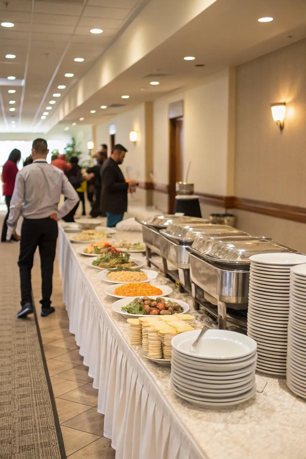A well-planned layout ensures a smooth buffet experience.