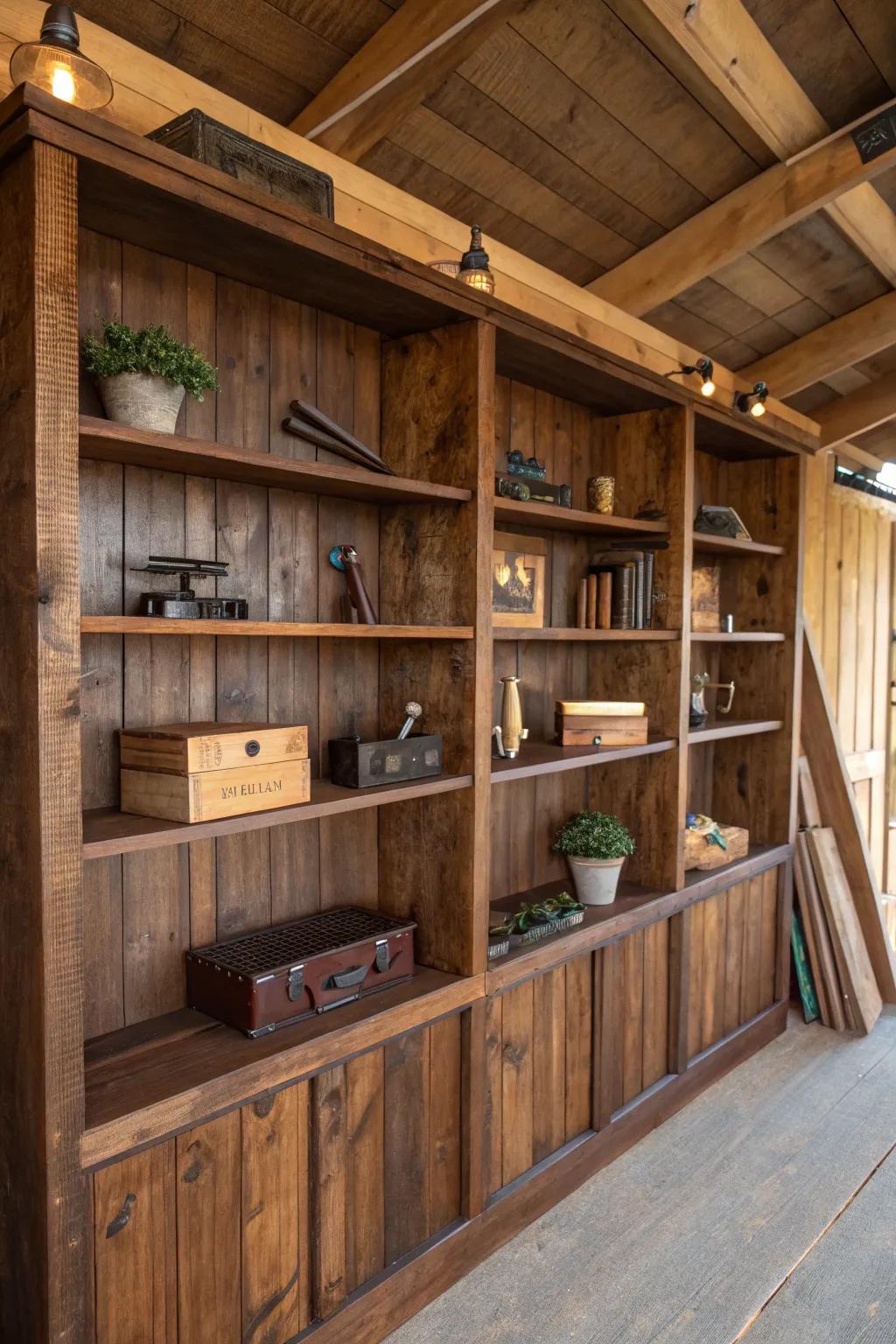 Master the art of organization with a beautifully crafted wall of shelves.