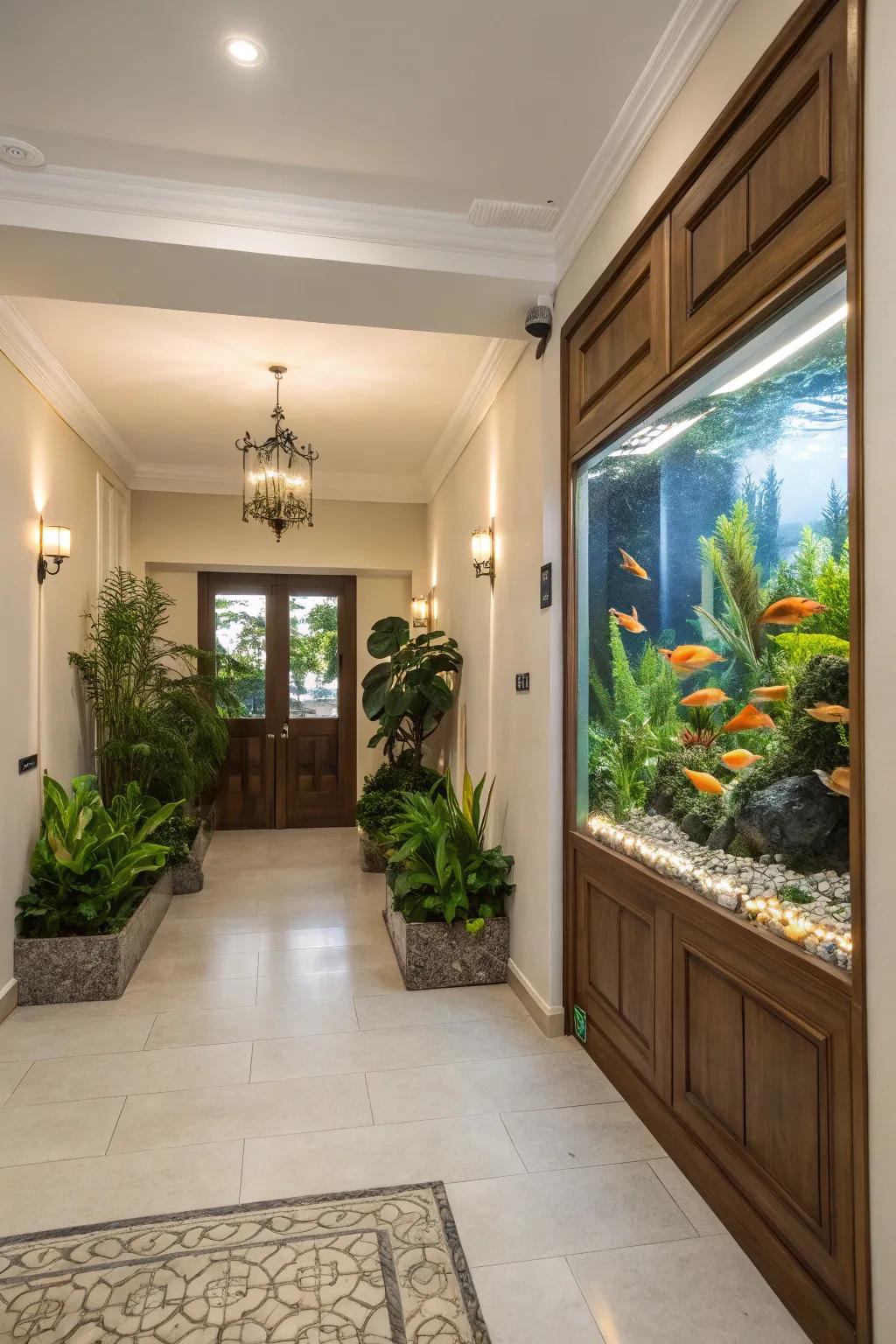 Welcome guests with an inviting entryway aquarium.