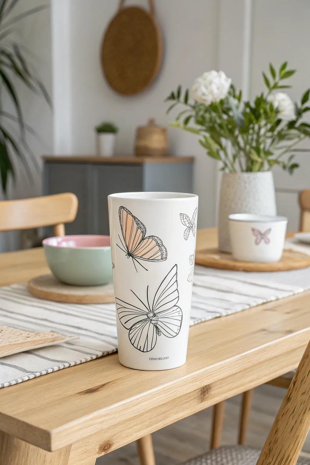 Keep it simple yet elegant with minimalist butterfly tumbler designs.