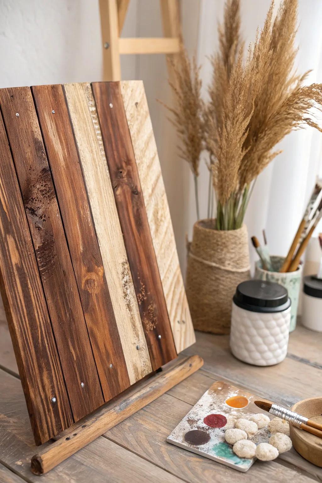 Embrace the warmth of rustic elegance with a wooden texture canvas.