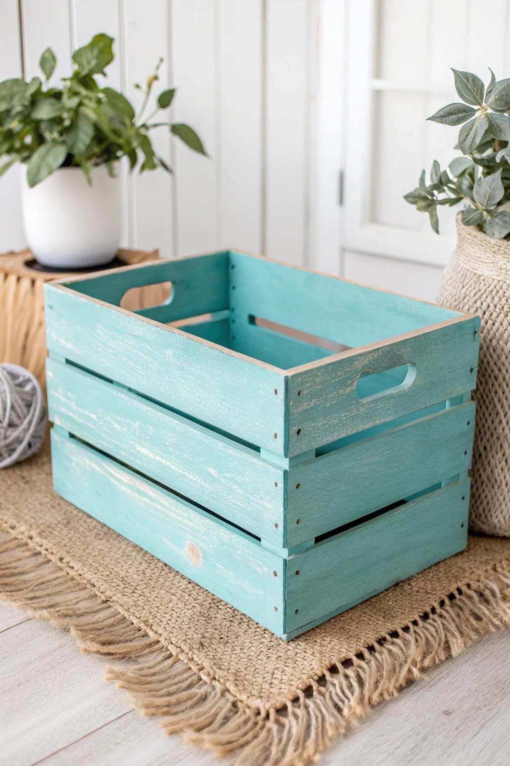 Transform your space with chic, chalk-painted crates that blend storage and style effortlessly.