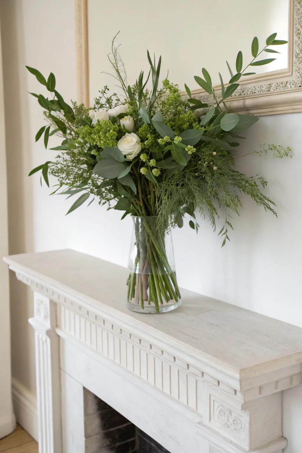 Calming and elegant greenery-focused arrangement.