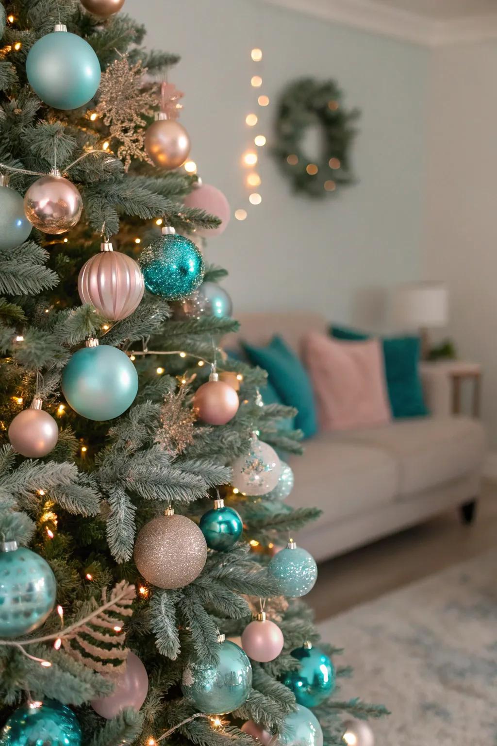 A Christmas tree showcasing unexpected and stylish holiday colors.