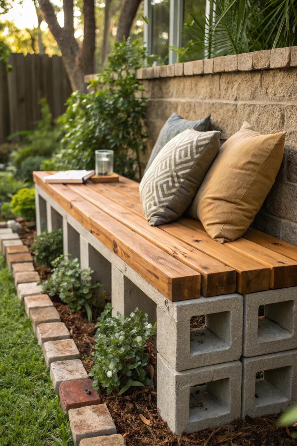 Transform your garden with this DIY cinder block bench – where simplicity meets style.