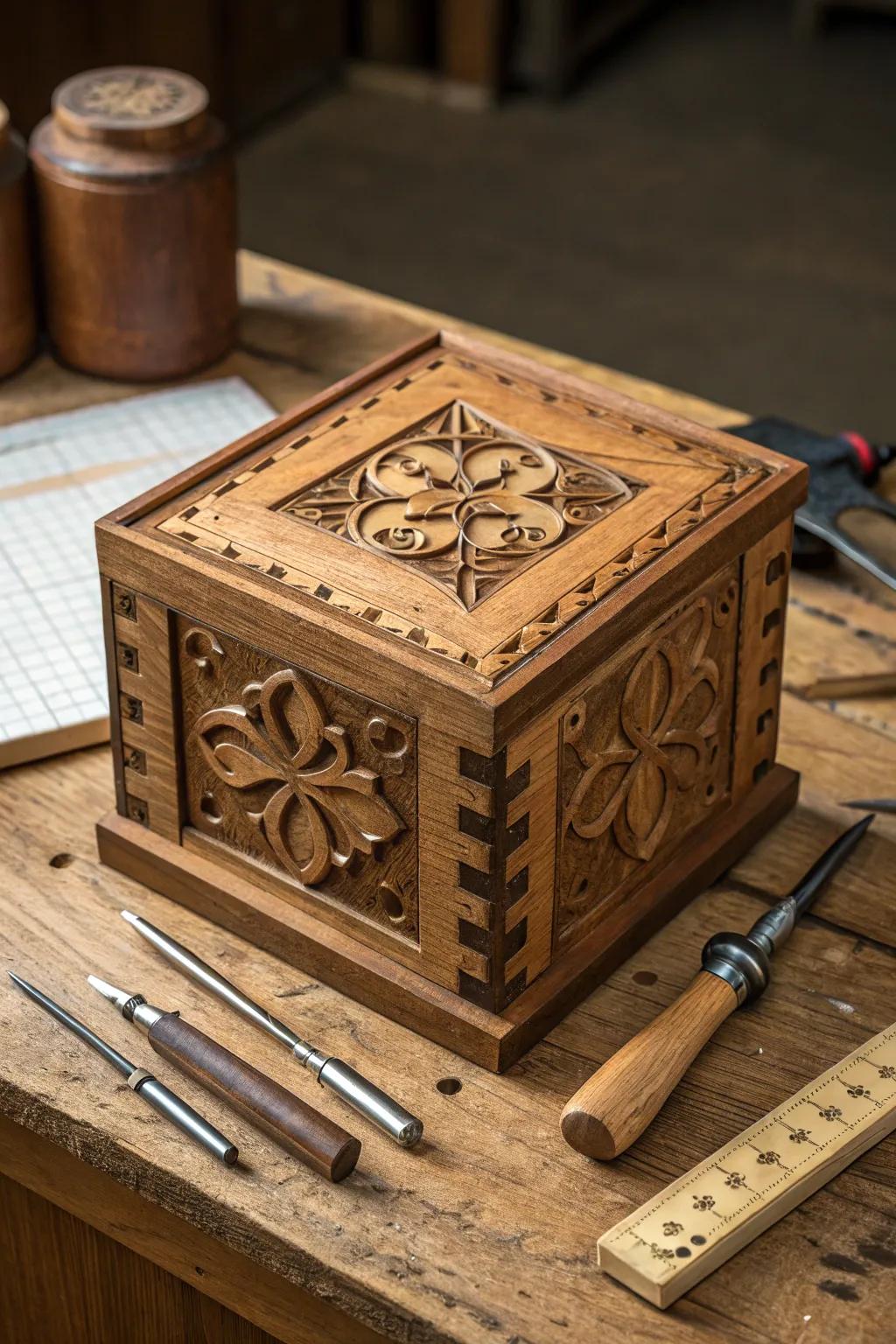 Unlock the mystery: A masterfully crafted puzzle box awaits.