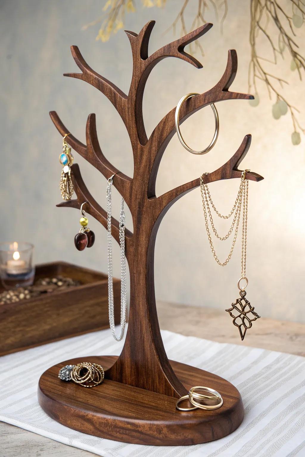 Elevate your jewelry organization with this exquisitely crafted tree-shaped holder.