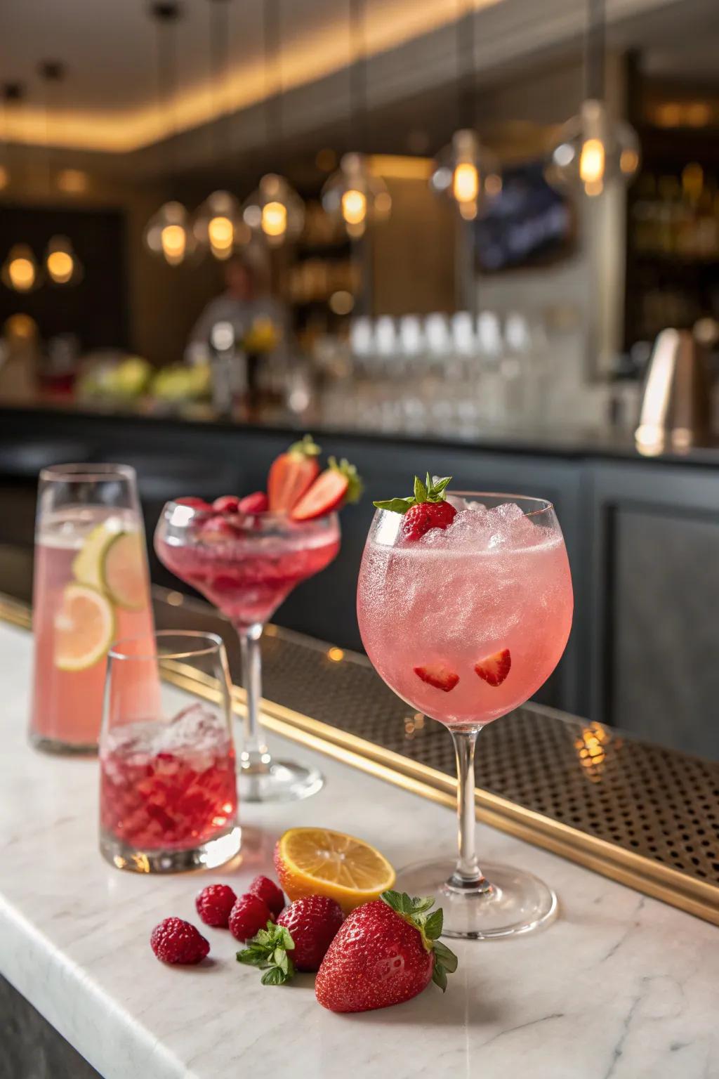 A custom pink cocktail for a personalized touch.