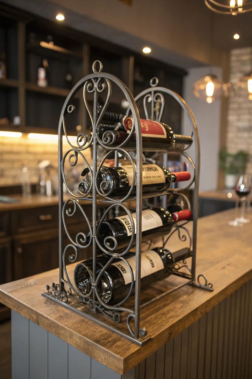 Elevate your wine collection with this stunning handcrafted metal wine rack—where craftsmanship meets elegance.