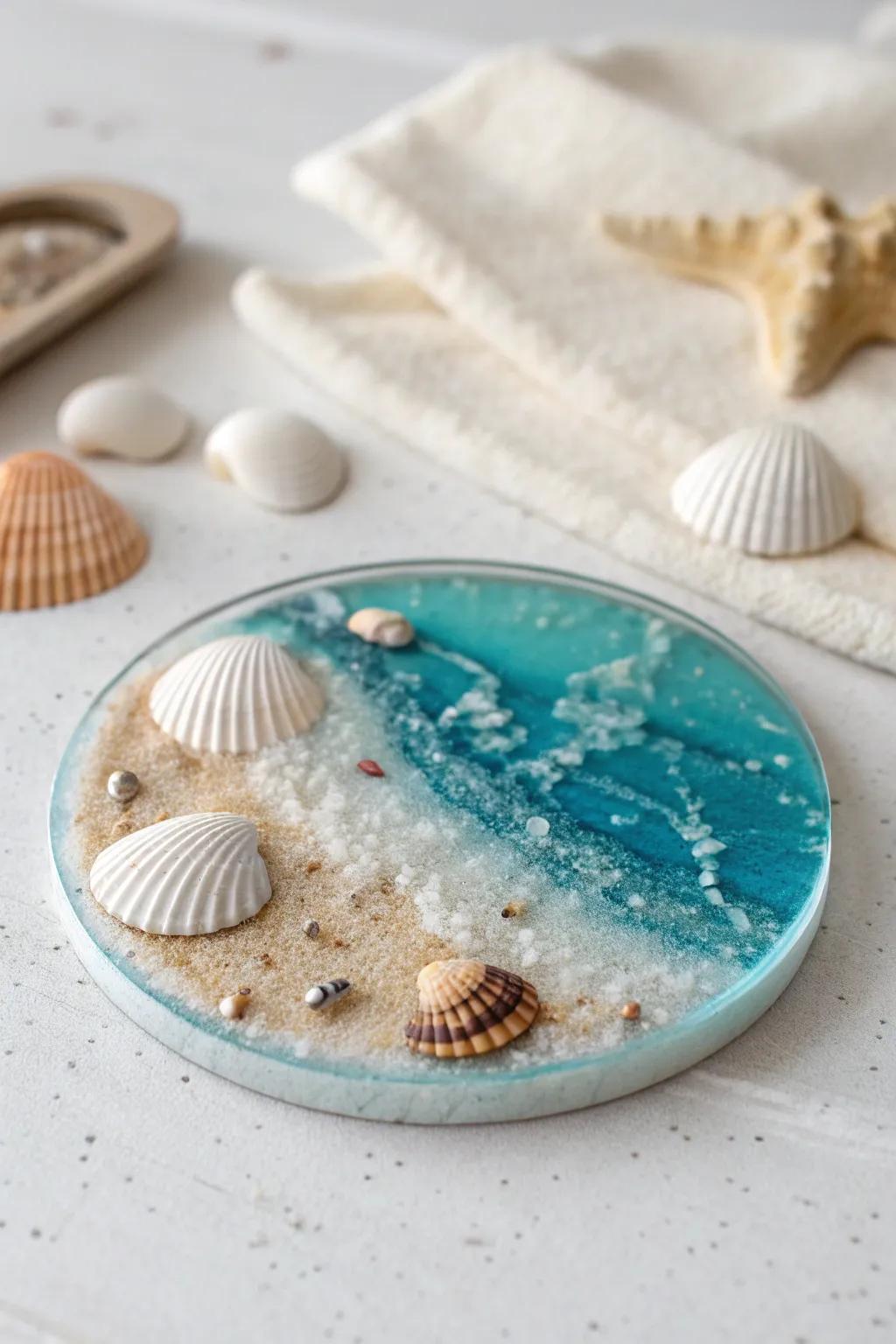 Bring the ocean to your table with these stunning coral reef resin coasters. 🌊✨ #ScandinavianBoho #ResinArt