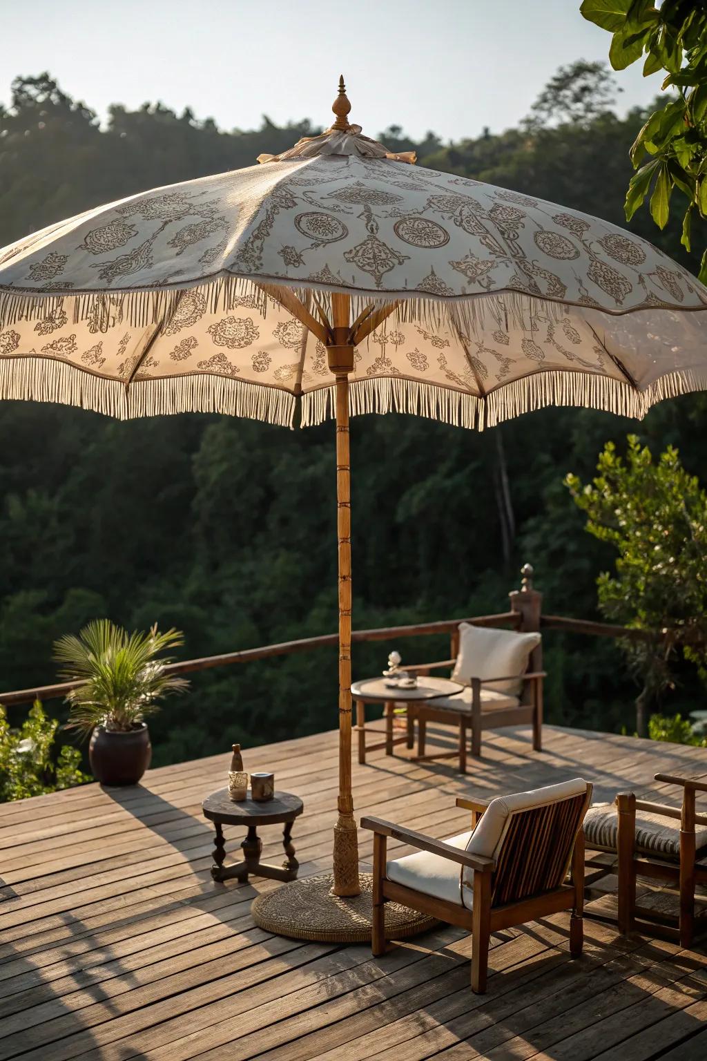 Transform your deck into a stylish retreat with the perfect patio umbrella.