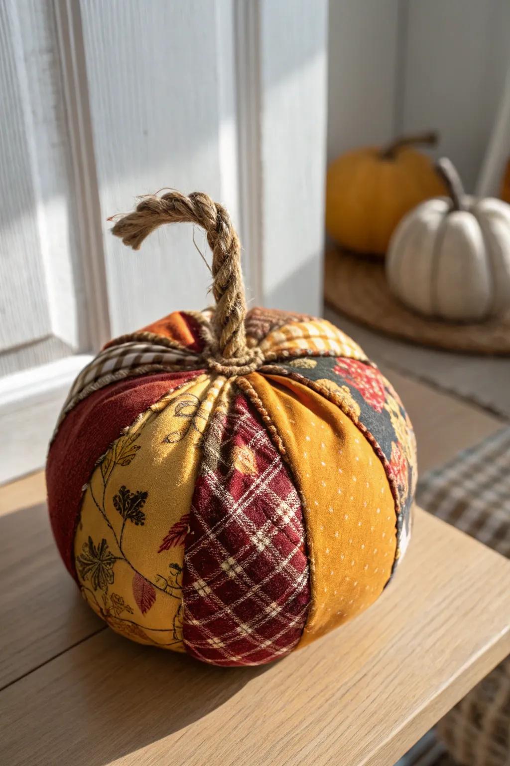 Embrace autumn with this charming handcrafted fabric pumpkin, blending minimalist style with cozy boho vibes.