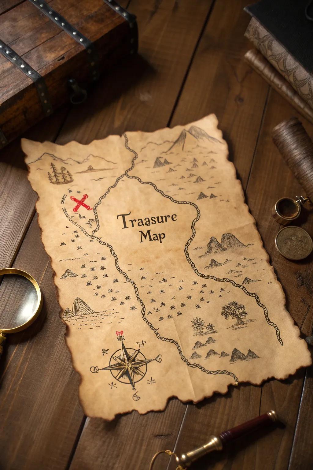 Unleash your inner adventurer with a handcrafted treasure map, where imagination leads the way.