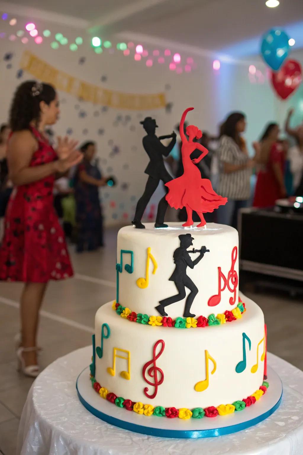 A salsa dance cake that moves with rhythm and joy.