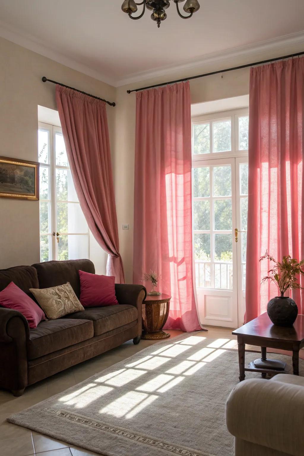 Pink curtains bringing elegance and balance.