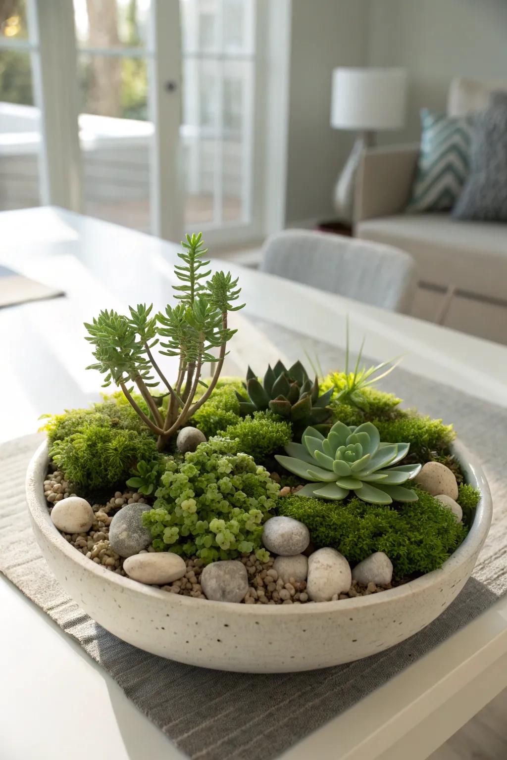 Bring the outdoors in with this charming miniature garden centerpiece—perfect for adding a touch of nature and elegance to any celebration.
