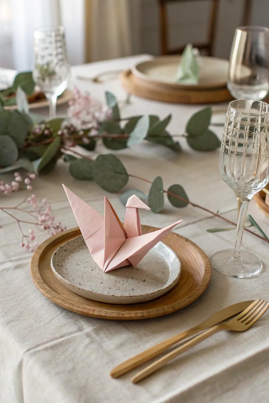 Add a delicate touch to your baby shower with handcrafted origami cranes – where simplicity meets elegance.