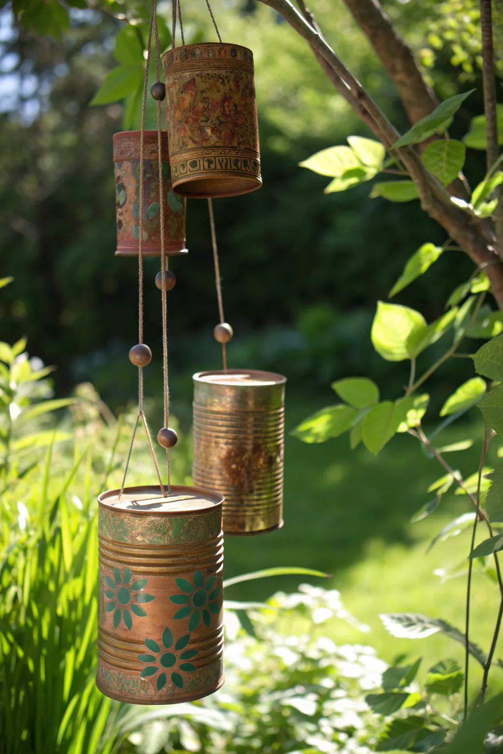 Transform your garden with the rustic charm of upcycled wind chimes.