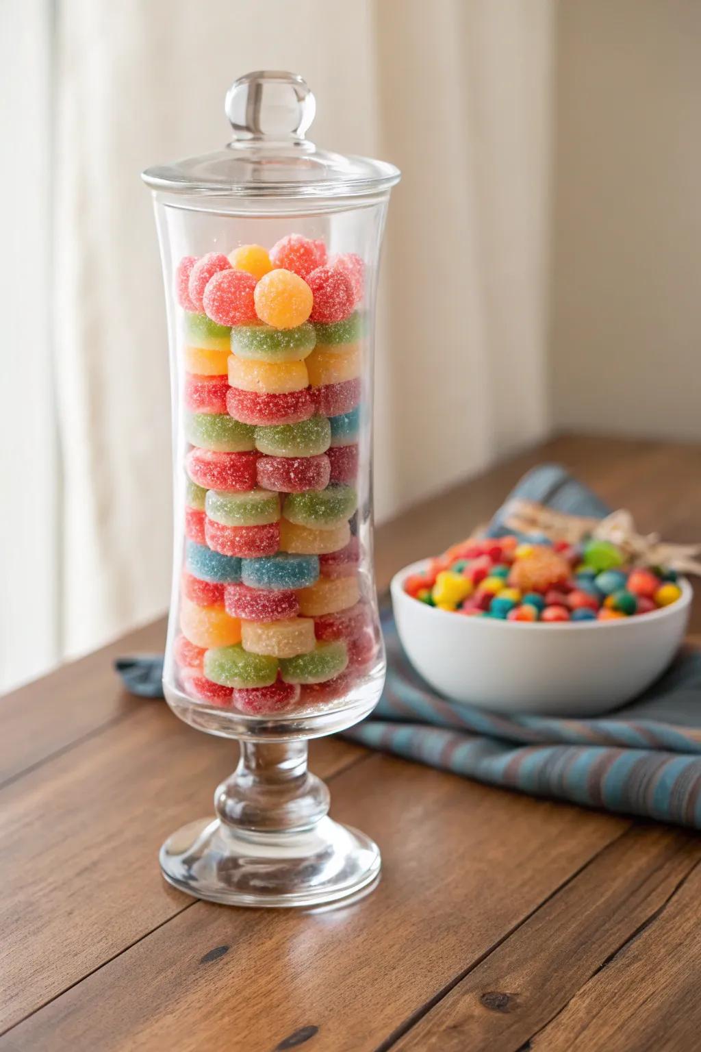 Discover the sweet surprise in every scoop with this layered candy delight!