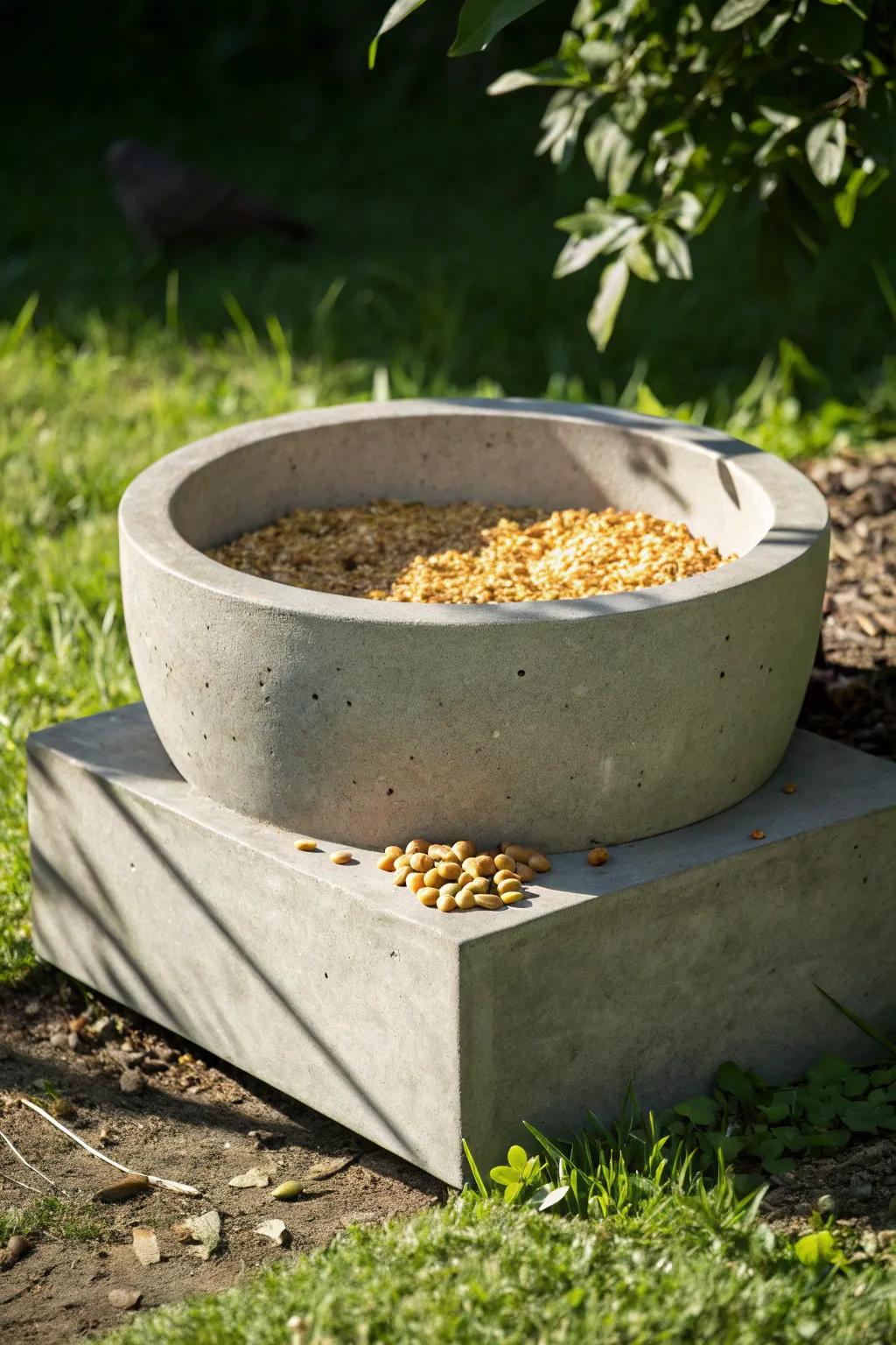 Craft Your Own: A Sturdy Concrete Feeder That Defies the Elements.