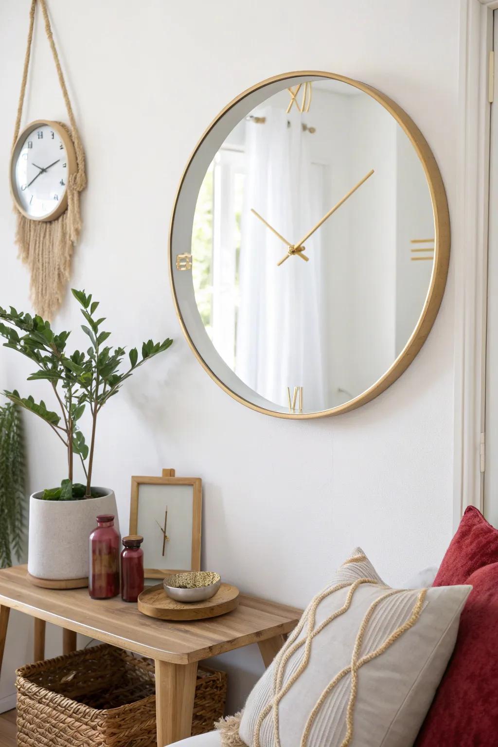 Reflect elegance and light with a DIY mirror clock that brightens any space.