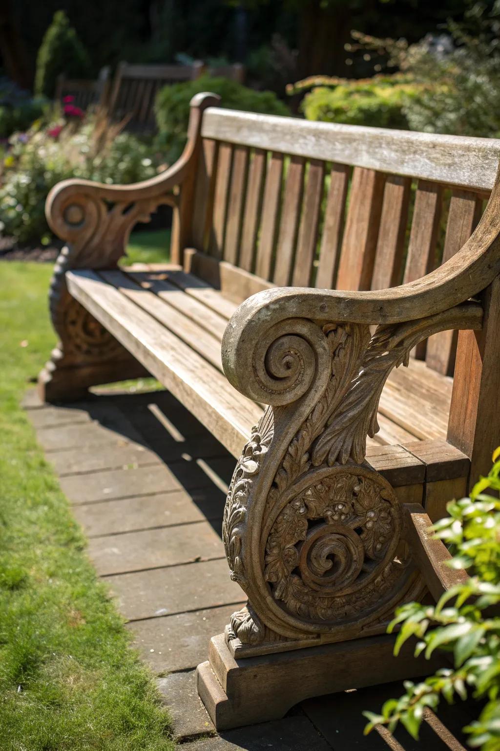 Enhance your garden with this sturdy bench supported by expertly crafted corbels, perfect for all your outdoor gatherings.