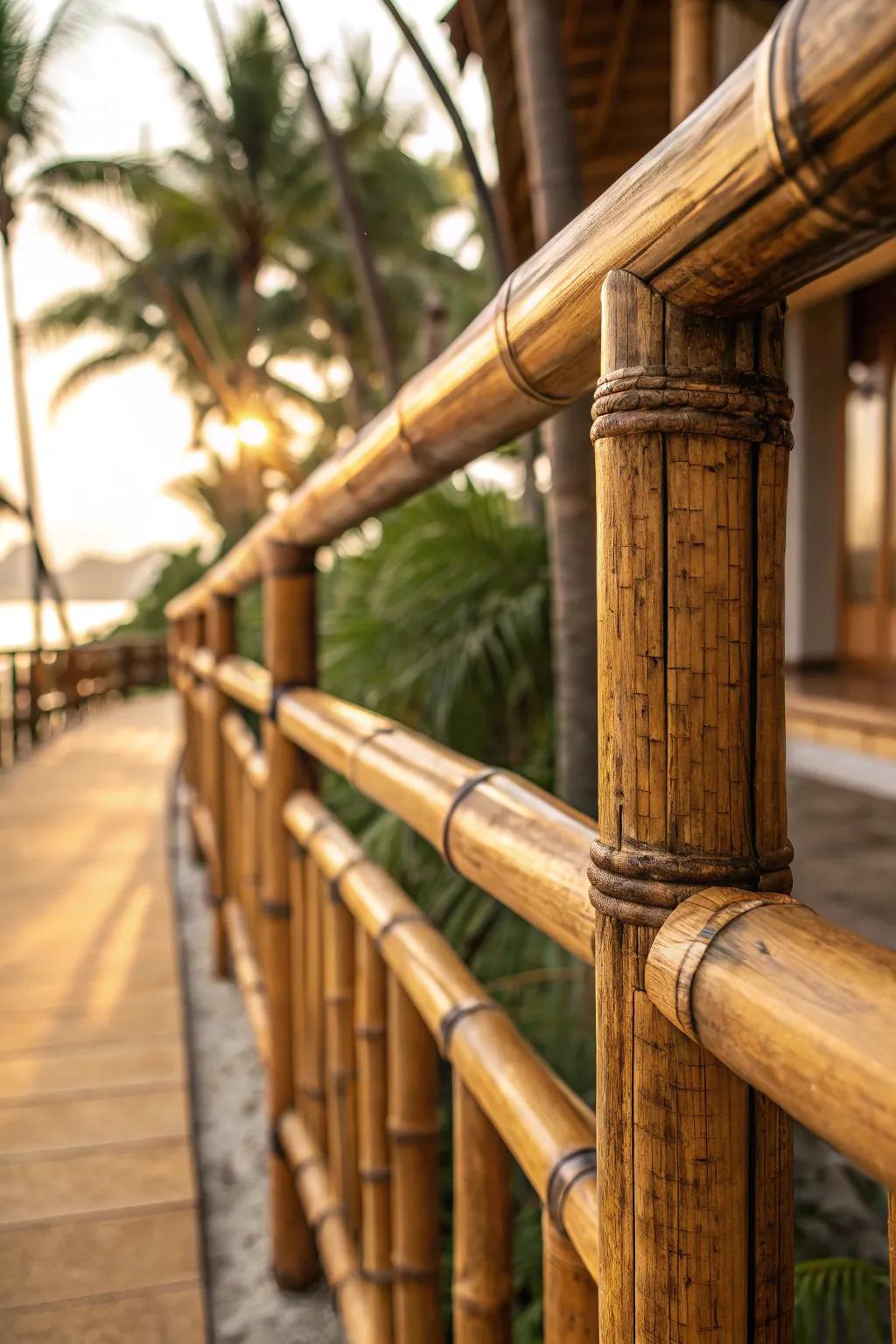 Transform your space with the exotic charm of bamboo railings.