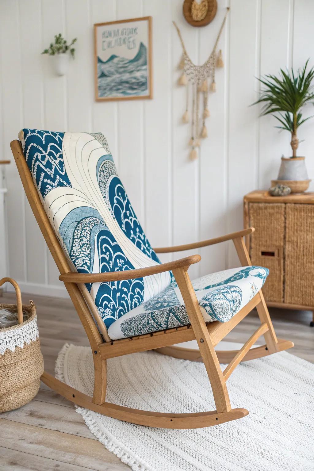 Bring coastal serenity into your home with this stunning DIY beachy rocker.