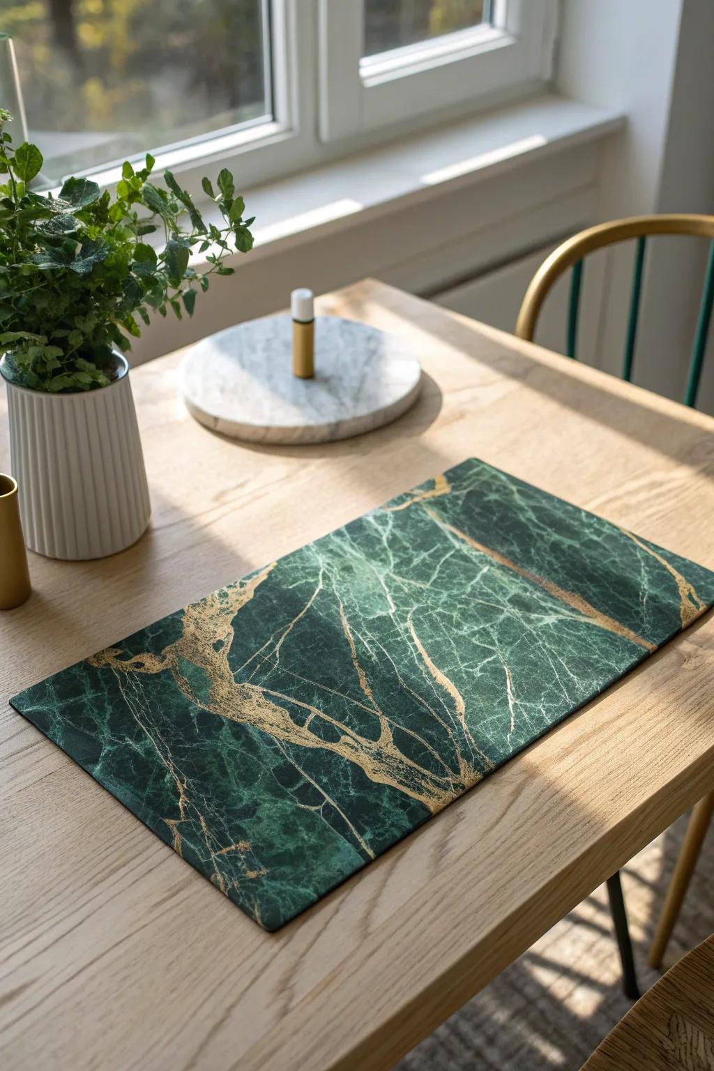Elevate your dining experience with DIY marble effect placemats - luxury made simple.