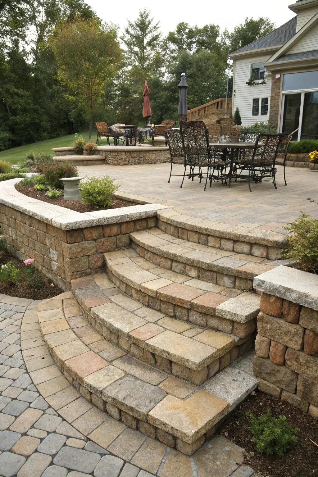 Elevate your outdoor experience with this expertly crafted multi-level patio, perfect for relaxation and entertainment.