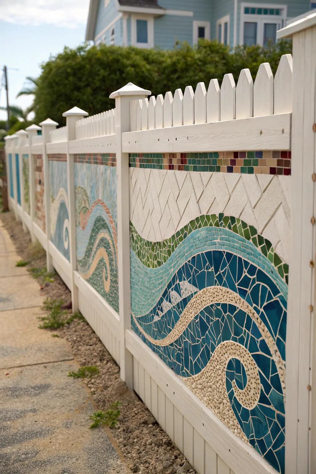 Transform your space with a stunning mosaic tile fence – where art meets privacy.
