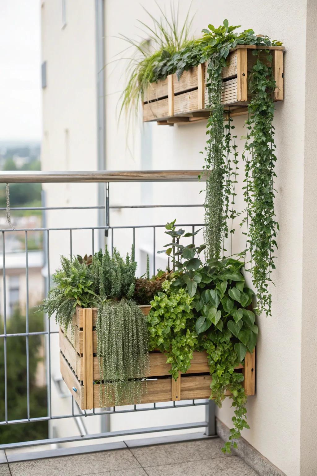 Transform your balcony into a lush oasis with a stunning living wall planter. 🌿✨