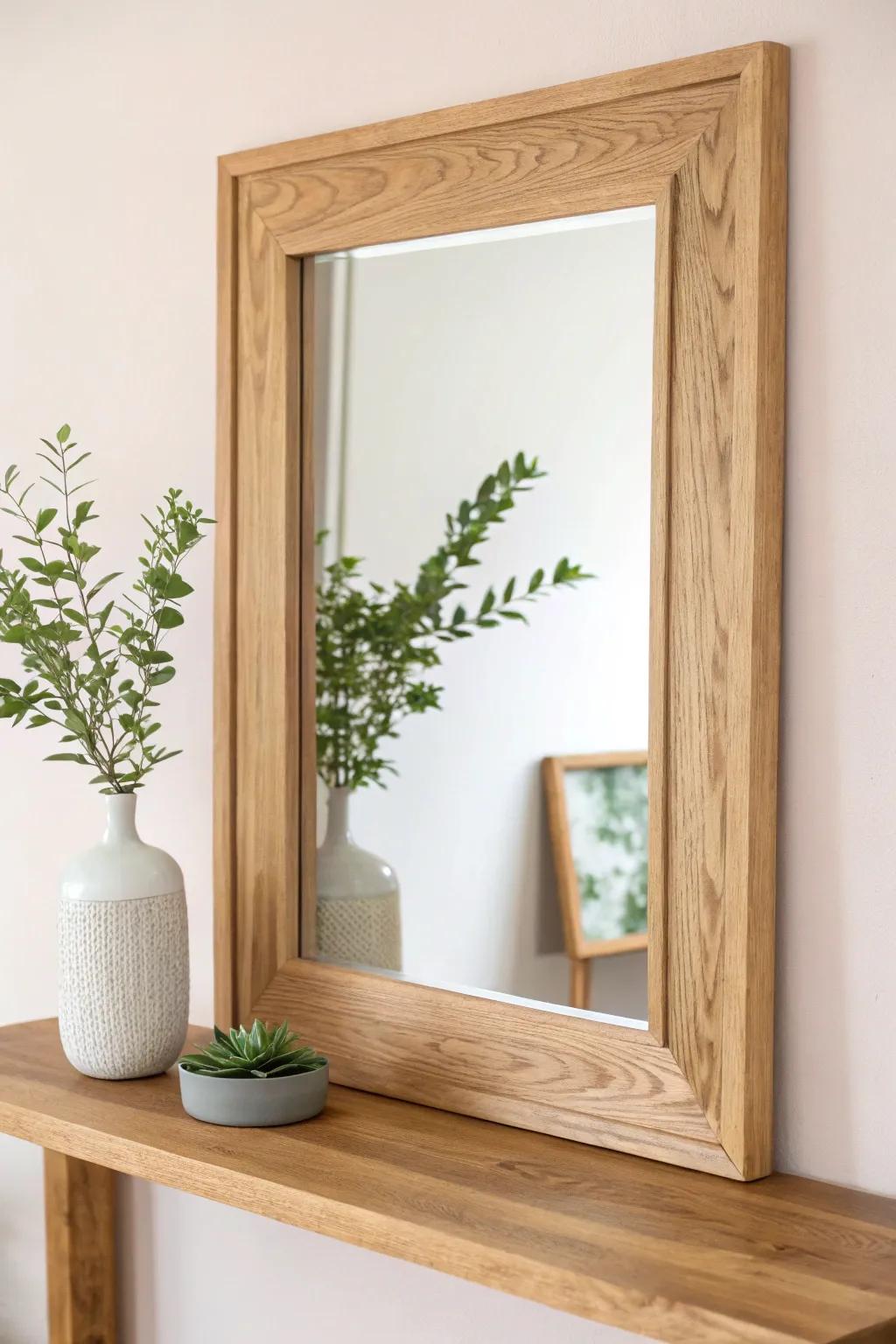 Elevate your space with a stylish mirror frame that doubles as a functional shelf. Perfect for adding a touch of elegance and practicality!