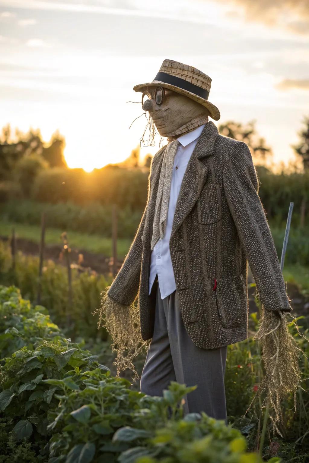 Bring character to your garden with a bespoke scarecrow that's as dapper as it is functional.