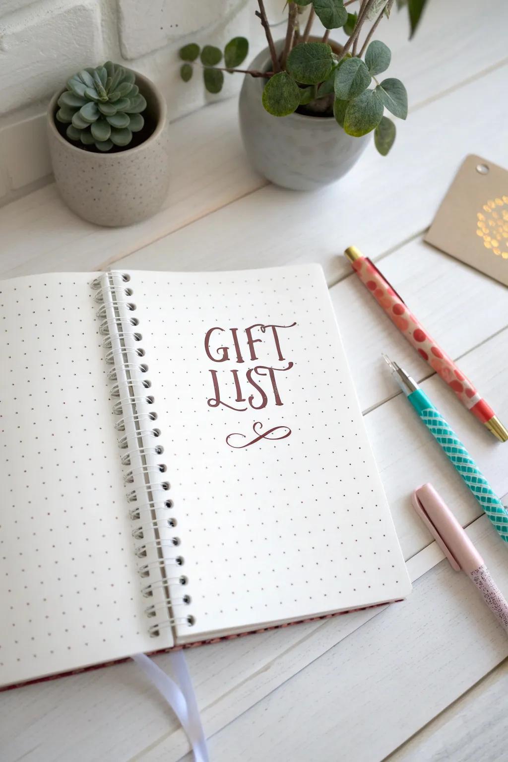 Organize your gift-giving with style and simplicity. #GiftList #MinimalistBoho
