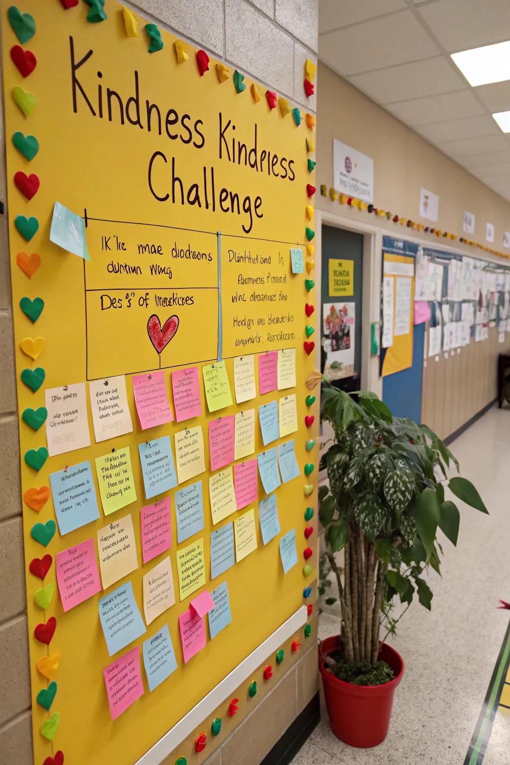 A kindness challenge board spreads the spirit of giving.