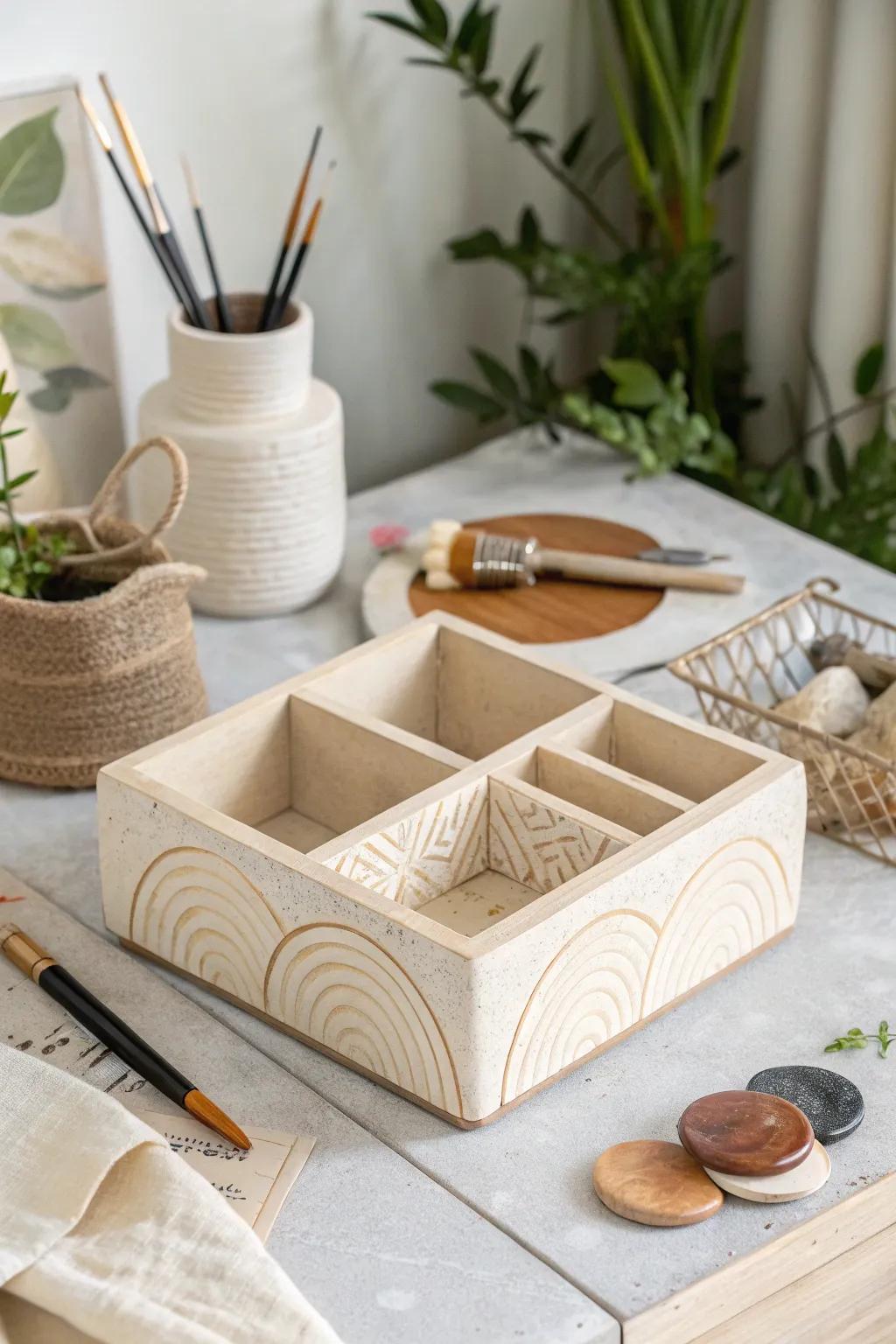Elevate your storage game with this minimalist clay slab box, where functionality meets artistry.
