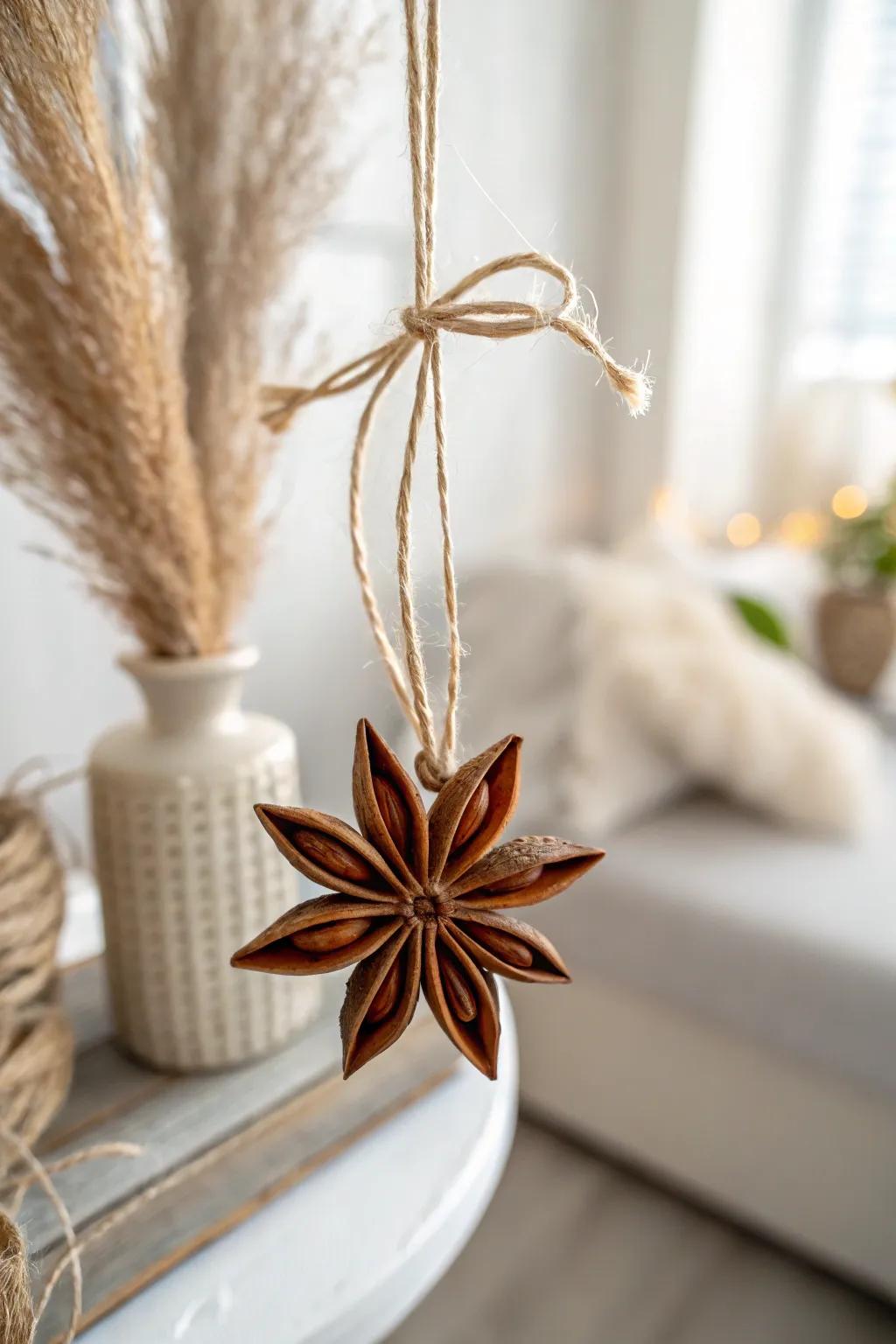 Elevate your holiday decor with the natural elegance of star anise ornaments.
