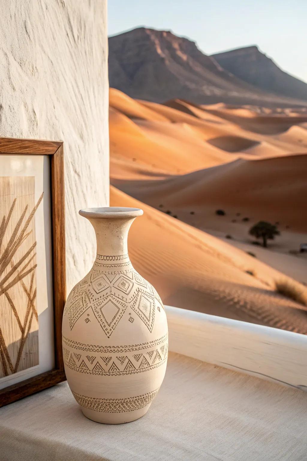 Embrace the warmth of desert hues with minimalist elegance.