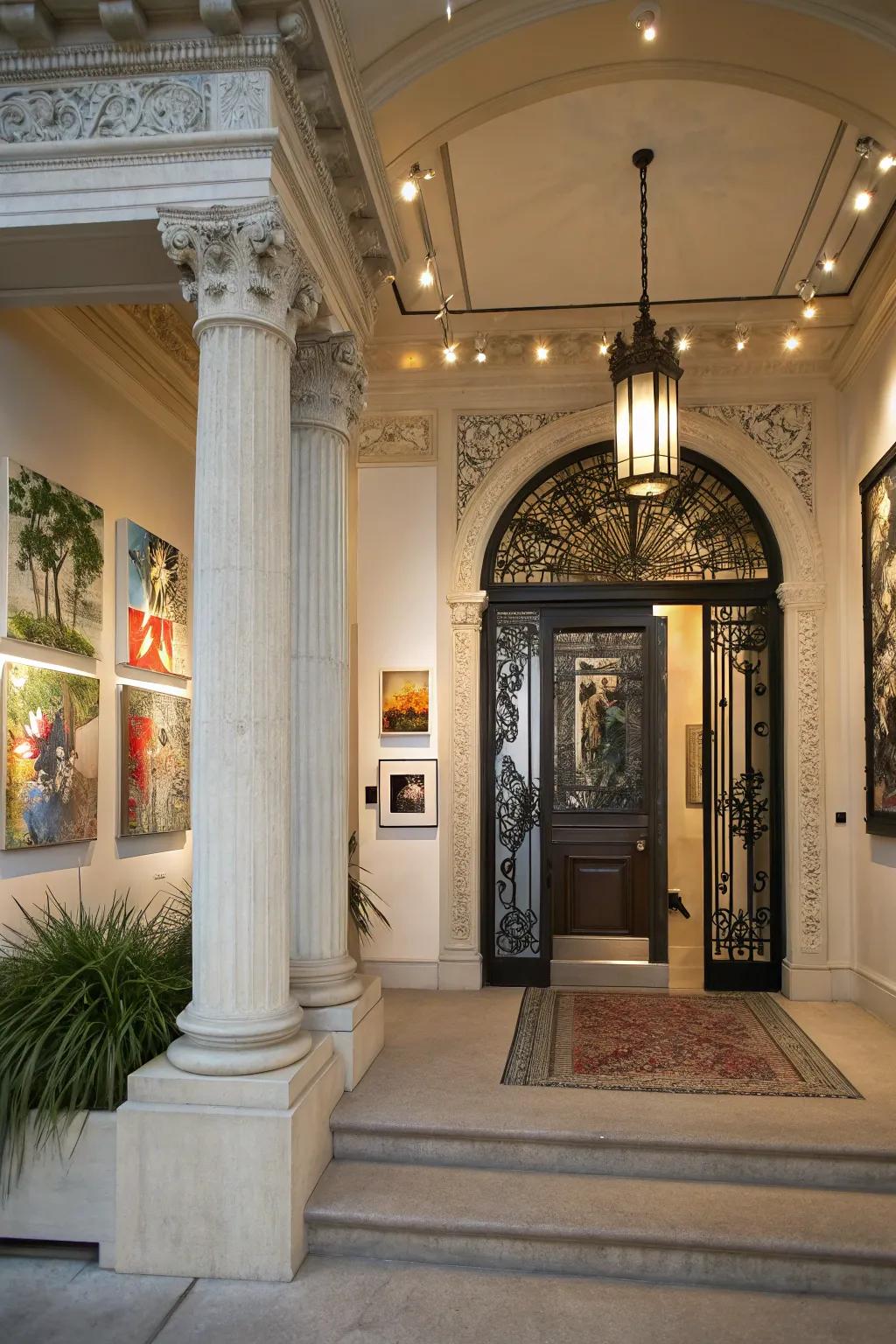 Art highlights unique architectural features.