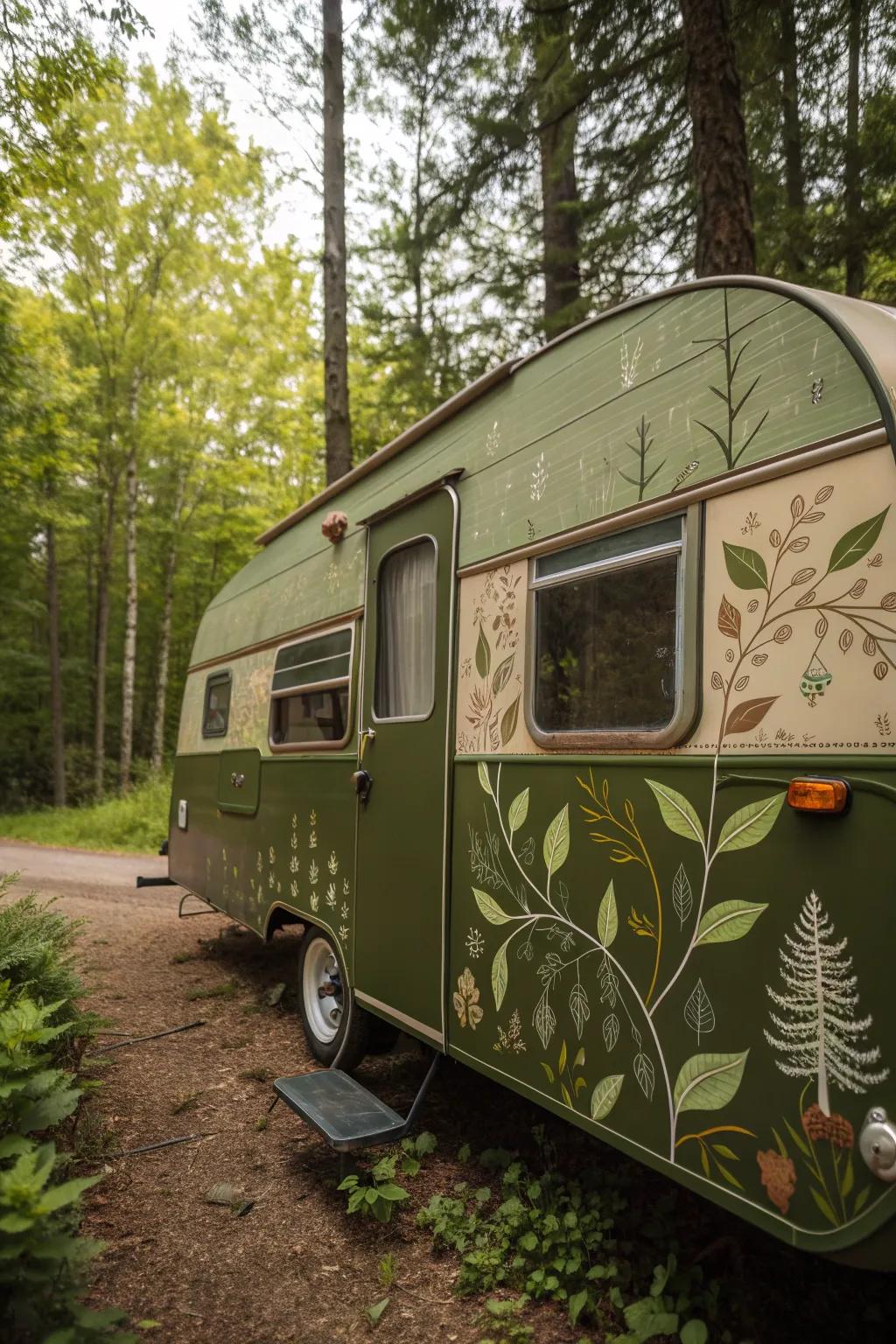 Embrace nature with a sustainable camper makeover—earthy tones for an eco-friendly escape.