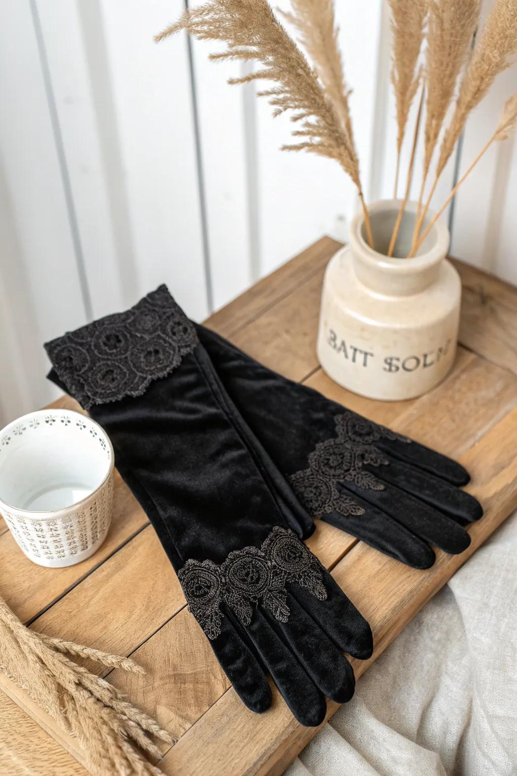 Embrace your inner fallen angel with these elegantly dark gloves.