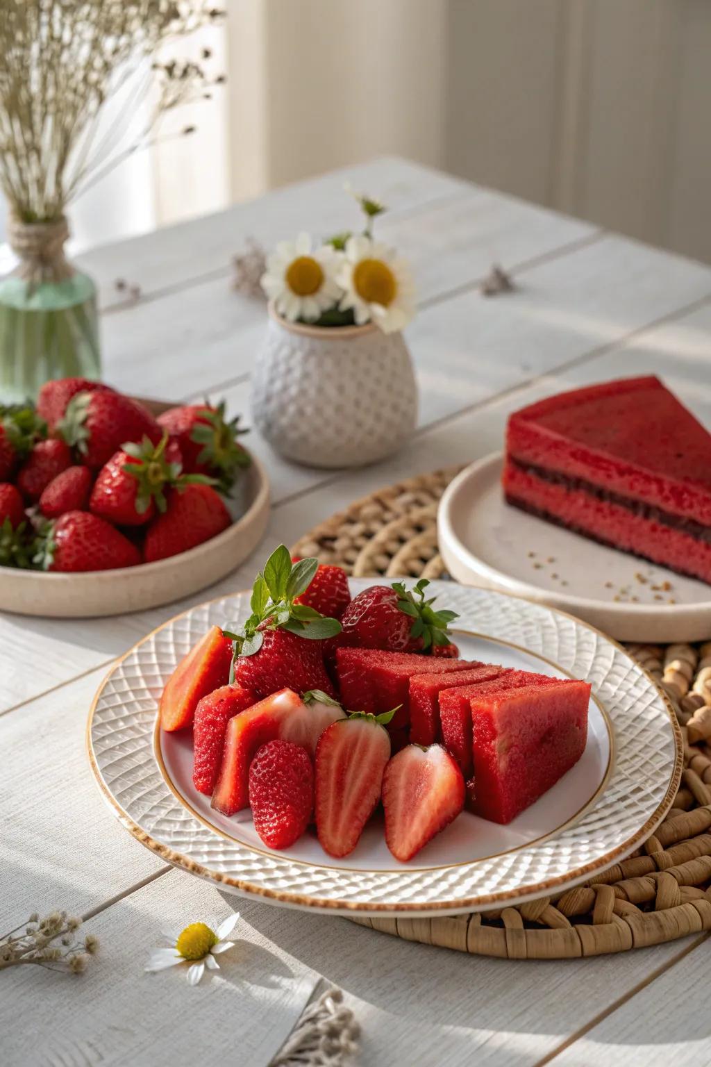Experience a day of vibrant flavors with our Red Food Feast, where every bite is a celebration of love.
