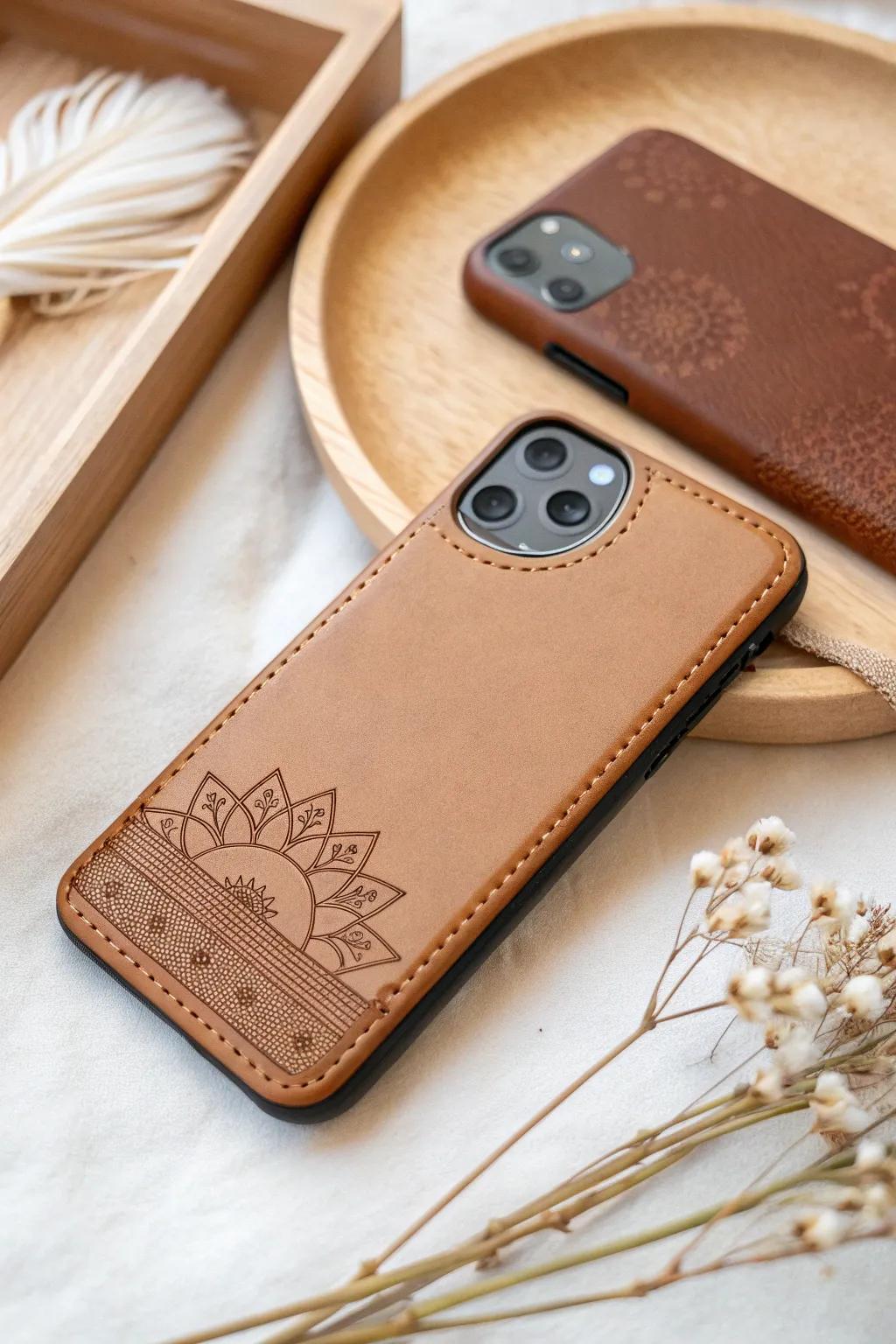 Elevate your tech style with a handcrafted faux leather phone case that blends minimalist elegance with Boho charm.
