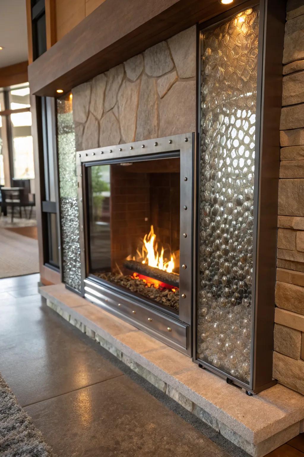 Unexpected textures offer a modern twist to your fireplace wall.