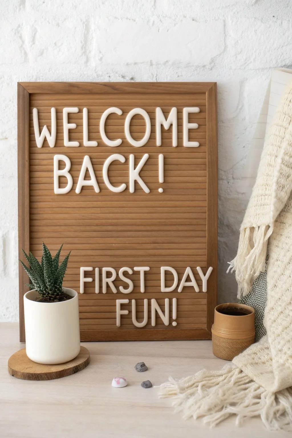 Add a touch of personality to your child's first day with a charming DIY letter board! #BackToSchool #ScandinavianStyle