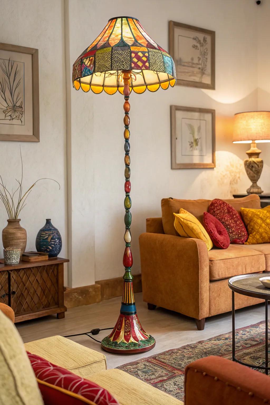 Energize your space with a floor lamp that adds a pop of color.