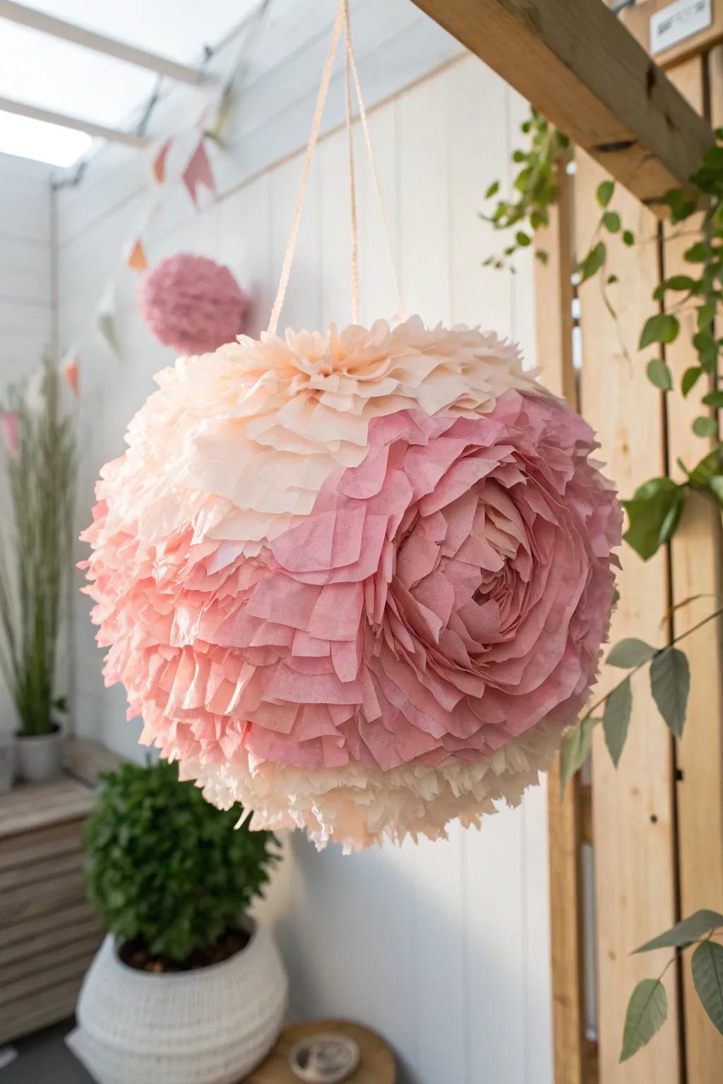 Embrace vintage charm with this stunning Peony Pinata, where simplicity meets elegance in a Scandinavian-Boho blend.