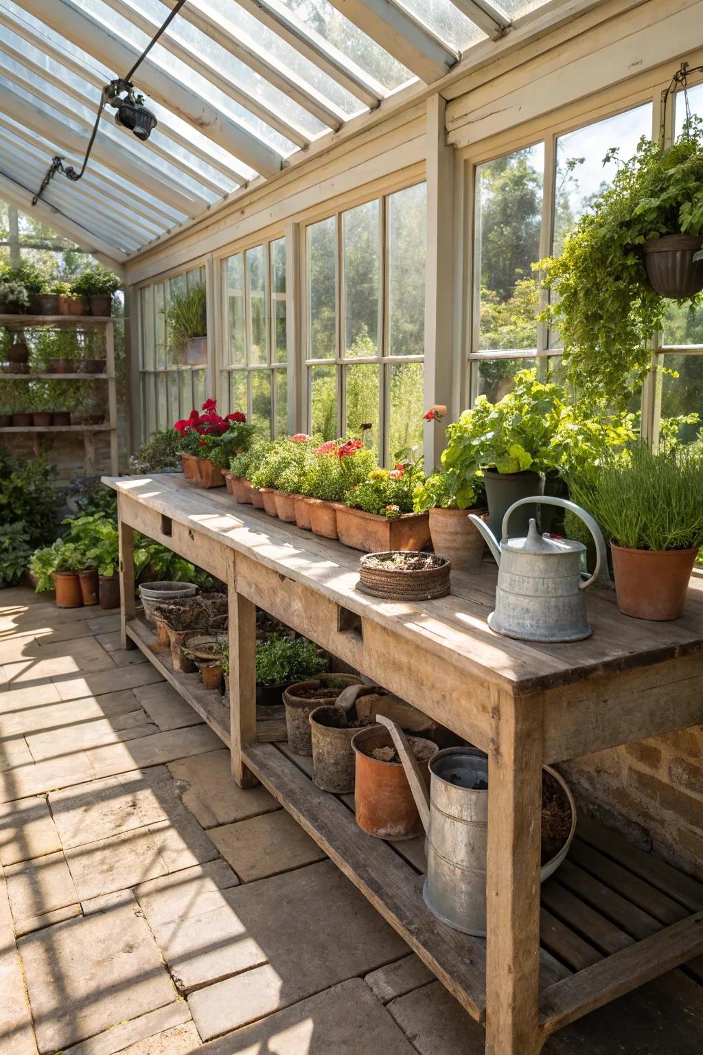 Transform your garage into a lush greenhouse oasis and enjoy the beauty of nature all year round.