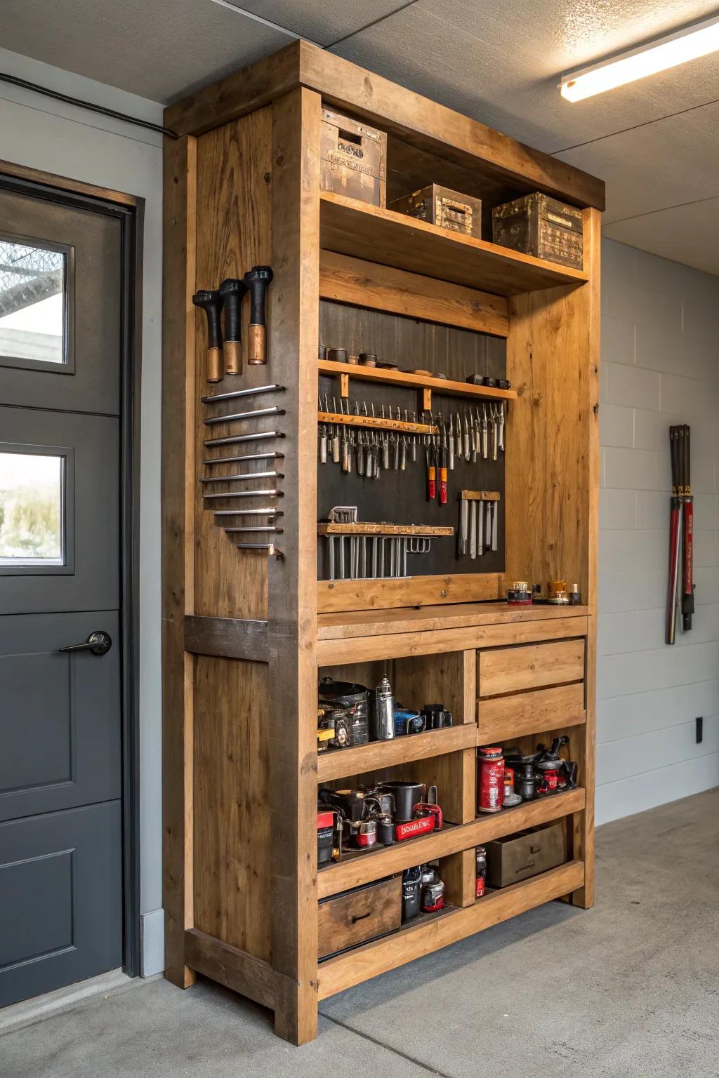 Maximize your garage space with stylish corner shelving—where form meets function in perfect harmony.